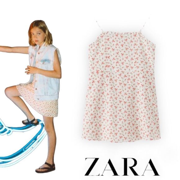 ZARA Kids | Cream | FLORAL LINEN ROMPER - Picture 1 of 8